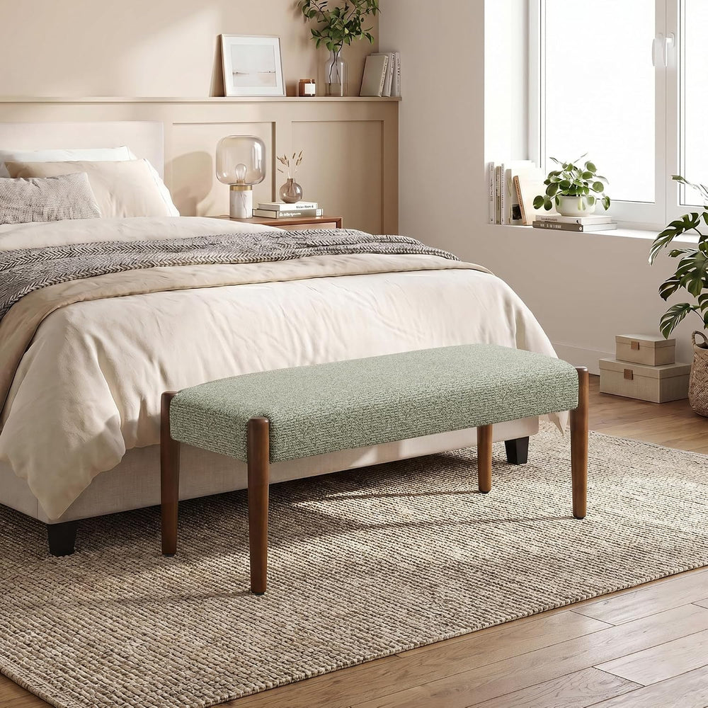 Usaint 42" End of Bed Bench, Modern Upholstered Bedroom Bench with Rubbe...