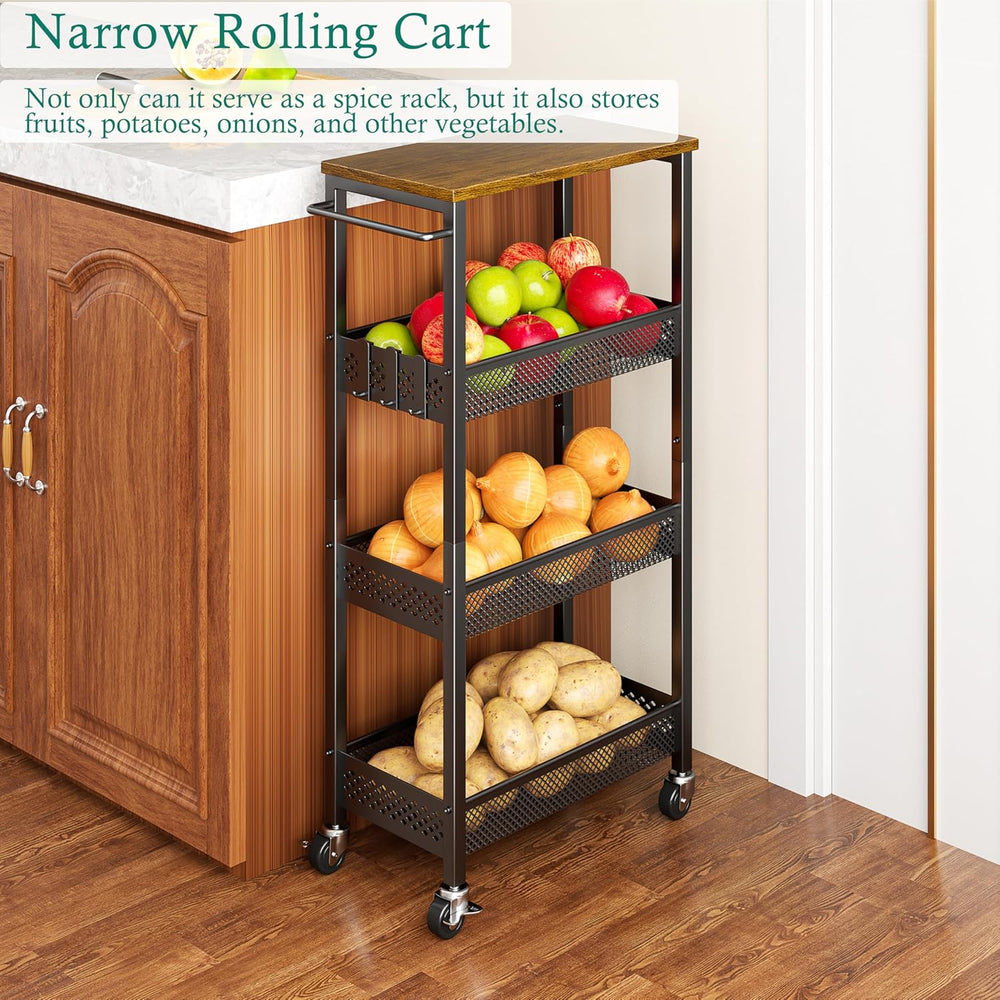 XYZLVSI Slim Rolling Storage Cart, 4 Tier Small Bathroom Cart Organizer | 9.1...