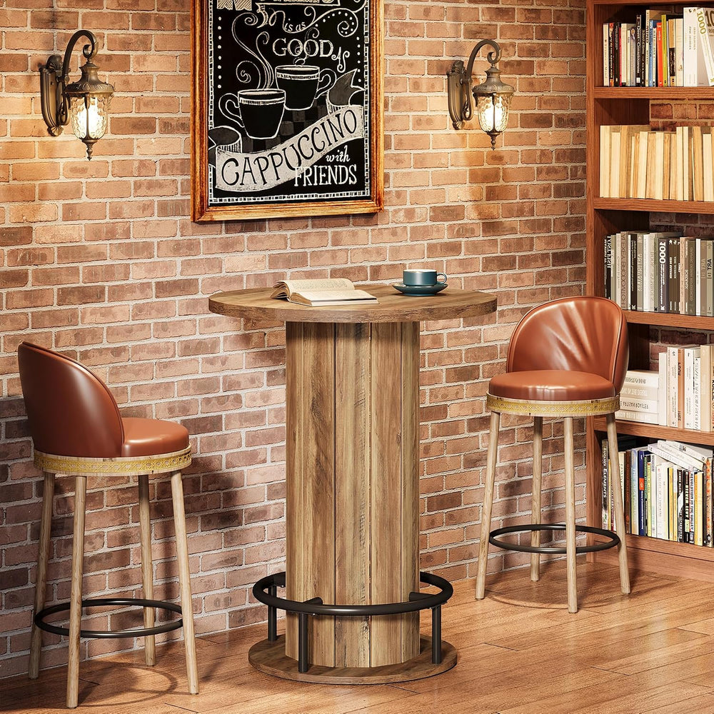 Tribesigns Round Dining Table, Bar Height Commercial Kitchen Table with Wood ...