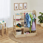 ECR4Kids Dress-Up Center with Mirror, Costume Organizer, Montessori Furniture, Natural