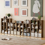Cube Storage Organizer Bookcase, Decorative 11 inch Open Back Cubical Shelf with Thickened Border, Display Bookshelf for Living Room, Home Office, Sturdy Room (Brown, 9 Cube)