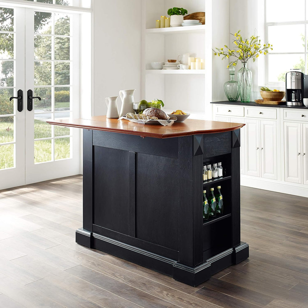 Crosley Furniture Drop Leaf Kitchen Island/Breakfast Bar, Black