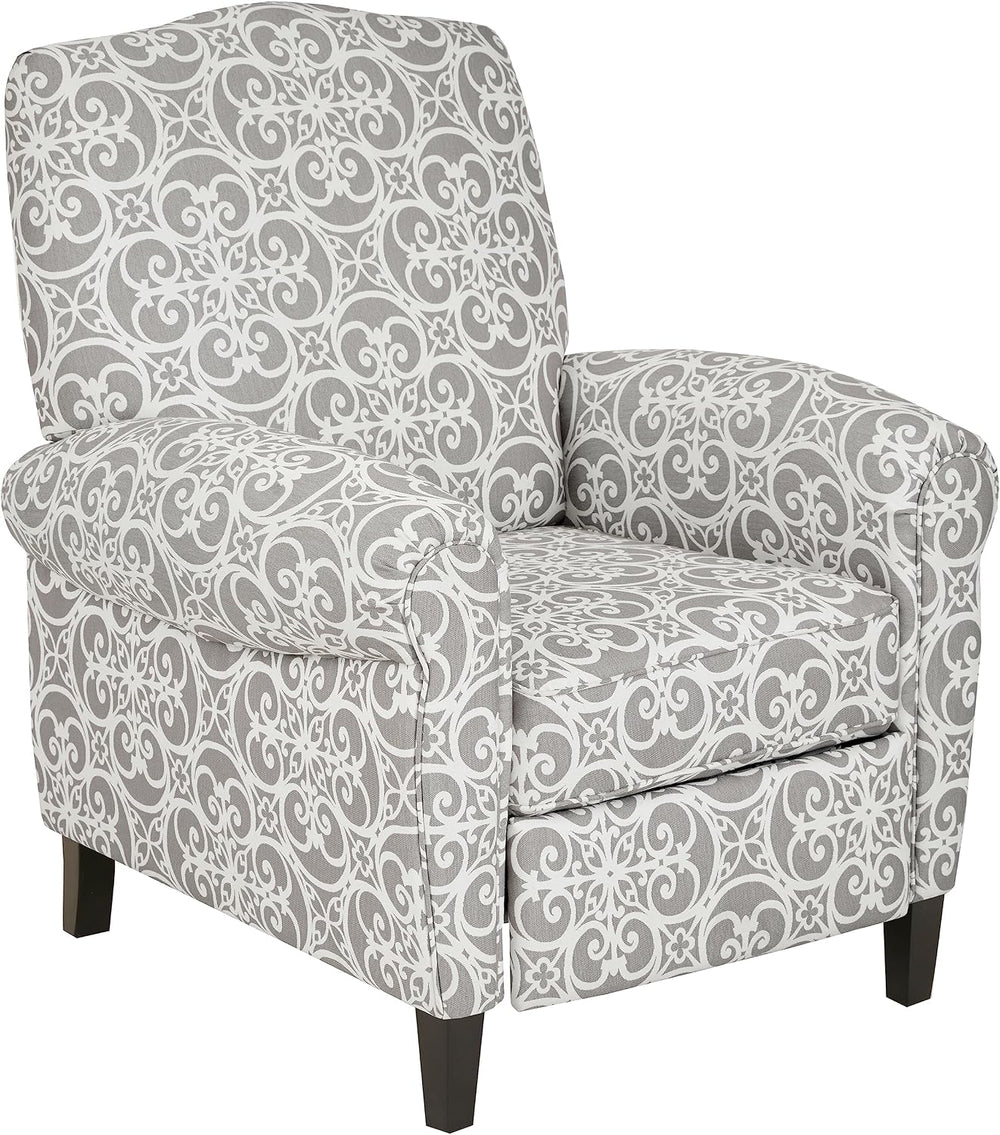 Madison Park Kirby Recliner Chair - Solid Wood, Plywood, Rolled Back Button T...