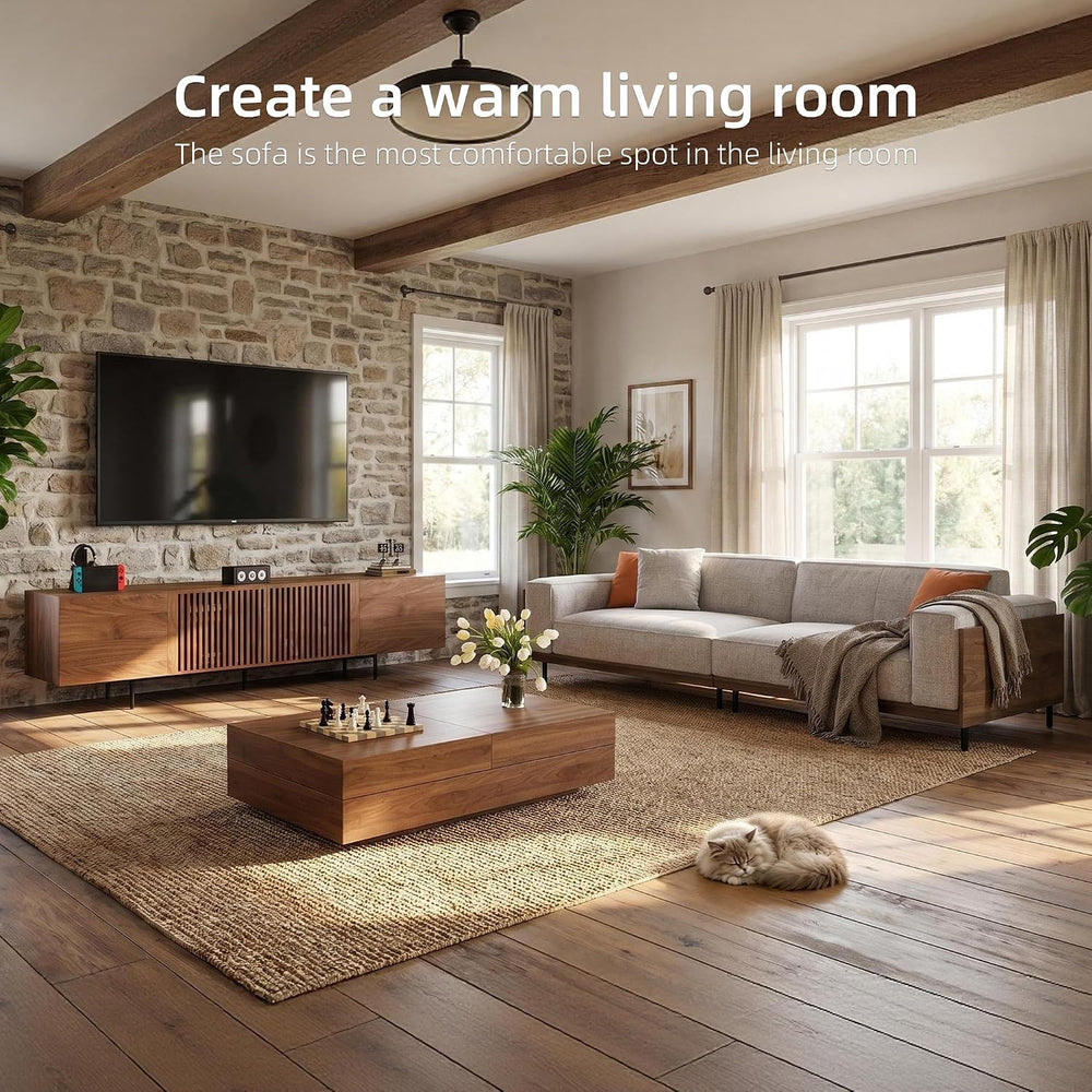 Modern 4-Seater Upholstered Fabric Sofa for Living Room, 111.8"