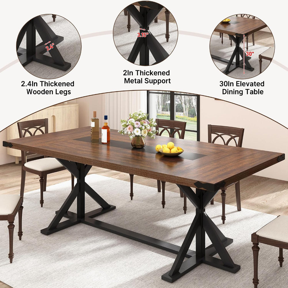 Hlivelood Dining Table for 8 10 People,Rectangular Kitchen Farmhouse Table W/...