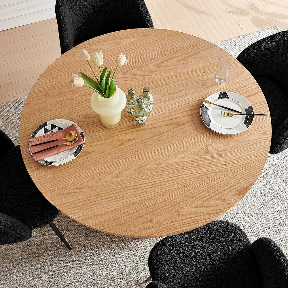 Homedot 5-Piece Modern Kitchen Dining Room Table Set for 4, 47-Inch Oak Woode...
