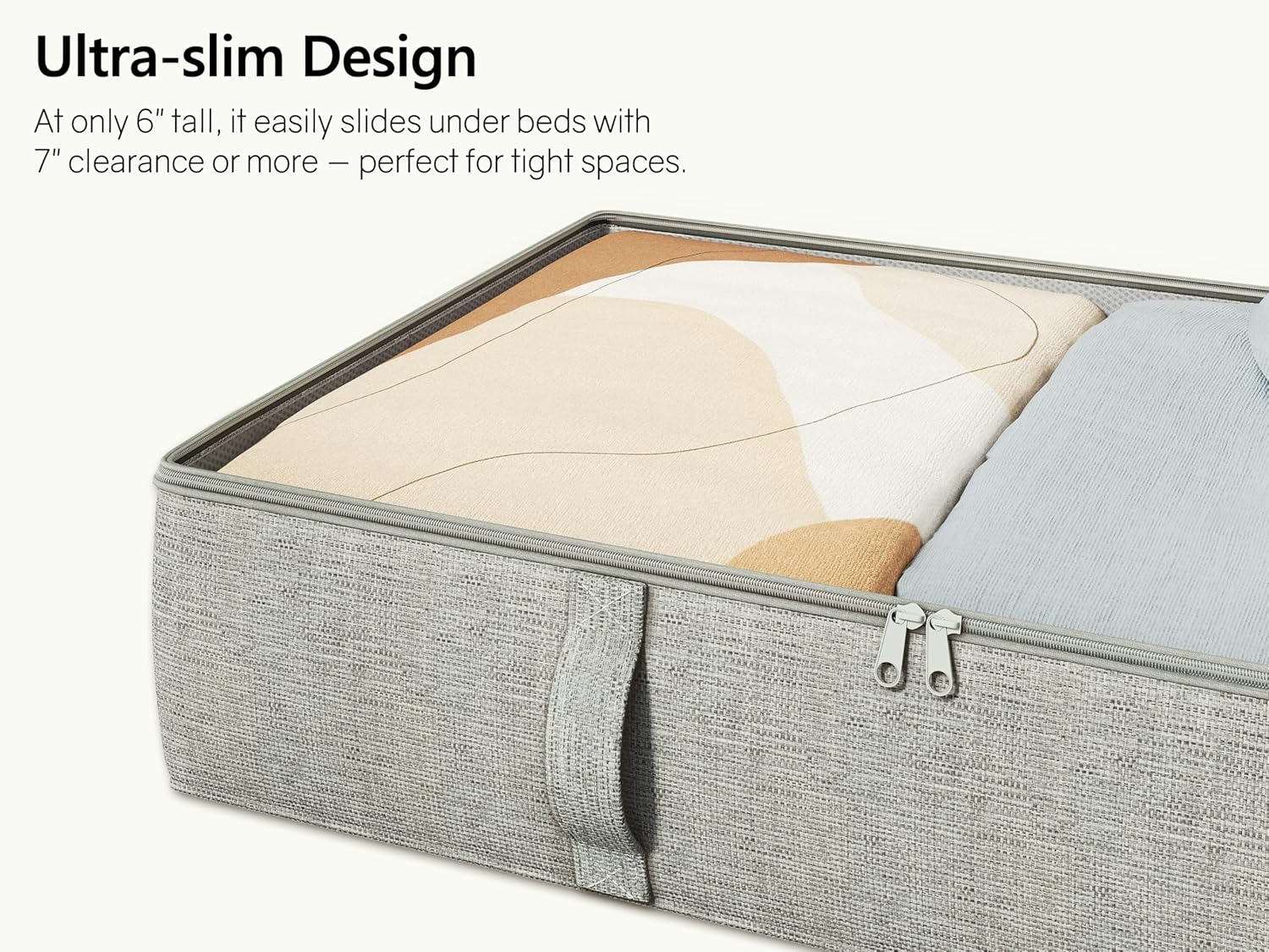 2-Pack Under Bed Storage Containers, 6 Inches Tall Underbed Clothes Storage Organizer Bin with Sturdy Sidewalls/Bottom, Underbed Storage Bins 2 Storage Thin Bins