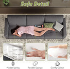 STHOUYN 73" W 3 Seater Sofa Couch with USB Ports, Grey Comfy Couches for Small Spaces, Mid Century Modern Couch Loveseat for Living Room, Apartment, Bedroom (Dark Grey)