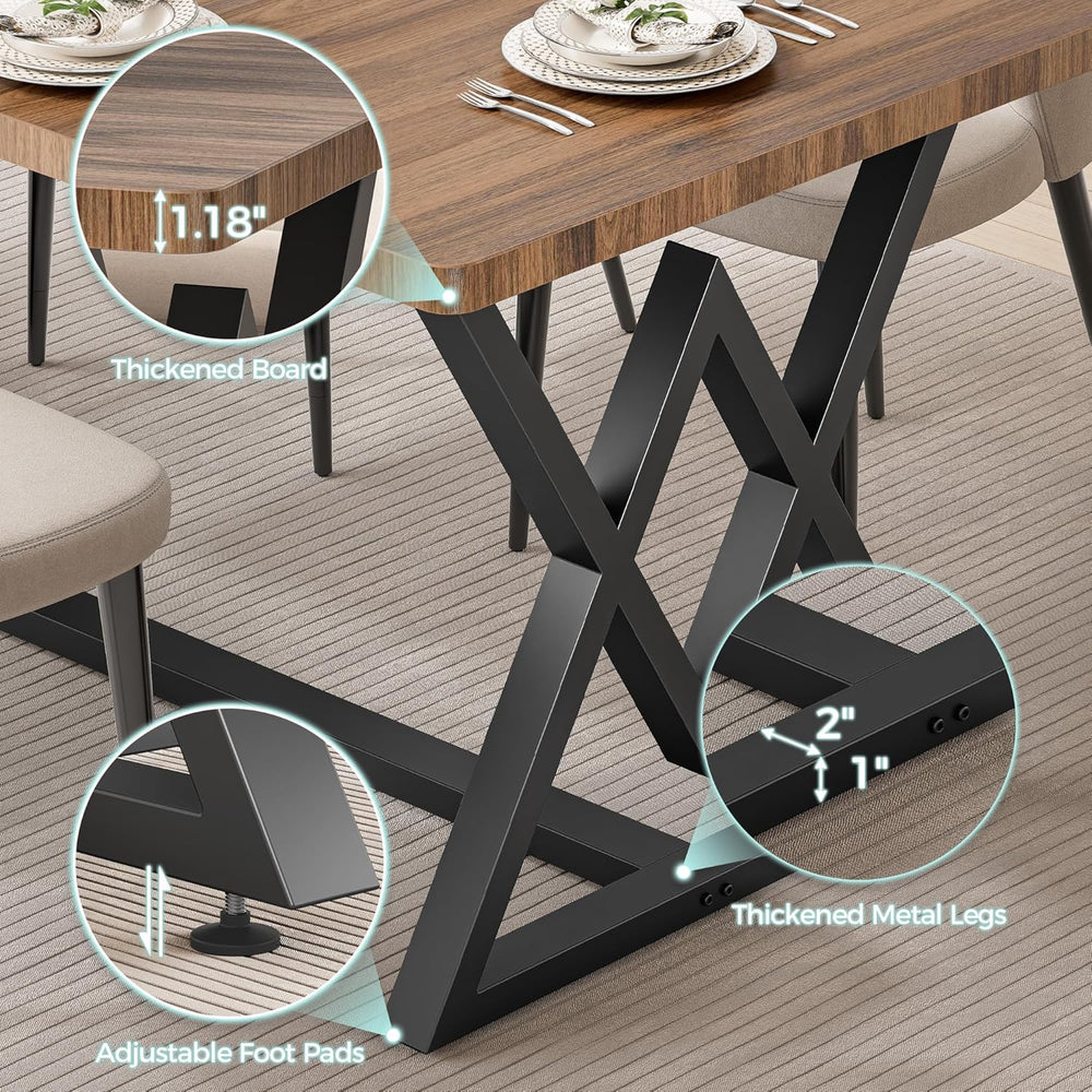 IRONCK 63" Dining Table for 4-6, Modern Rectangular Kitchen Table with S...