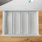 Acrimet Drawer Organizer Modular, Box Tray Storage Bins for Office, Home, Makeup, Kitchen, Junk Drawer ( 4 Pieces) (Clear Crystal Plastic)