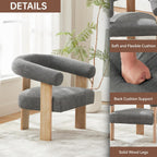 VKNOW Barrel Accent Chairs Set of 2 with Armrests and Rubberwood Legs | Mid Century Modern Upholstered Living Room Chairs with Open Back, Chenille Fabric, for Living Room, Bedroom, Dark Gray