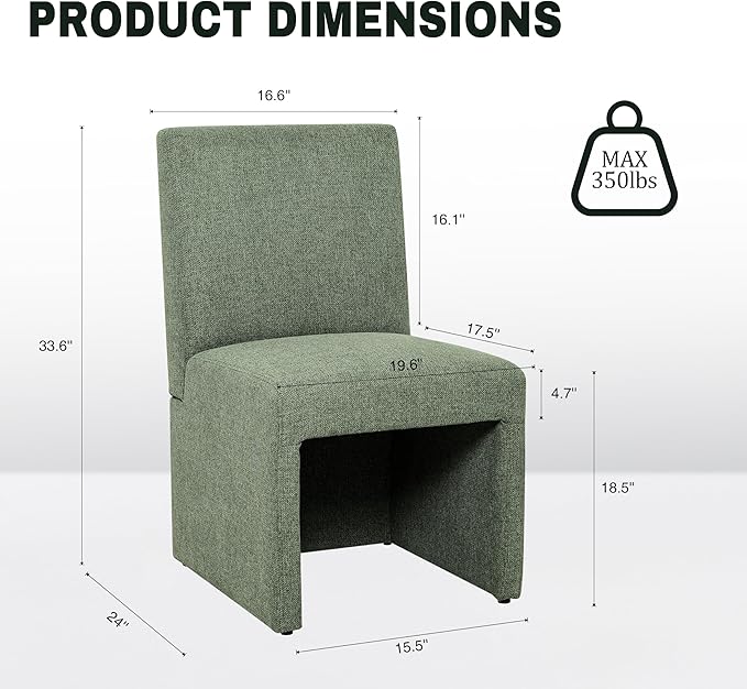 Green Upholstered Dining Chairs Set of 8, Kitchen & Dining Room Chairs, M...
