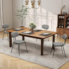 LSSPAID Dining Chairs Set of 4, Linen Fabric Upholstered Dining Room Chairs with Walnut Bentwood Back, Mid-Century Modern Kitchen Chairs with Adjustable Feet Pads, Grey