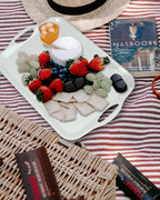 Large Melamine Serving Tray with Handles, 17.5 x 12 in Rectangular Melamine Serving Platter, Dishwasher Safe Trays for Eating, Appetizer, Charcuterie, Snack, Fruit, Desserts, Set of 2, White