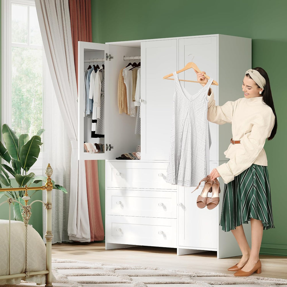 VOWNER 71" Armoire Wardrobe Closet with 3 Drawers and Mirror | Clothing ...