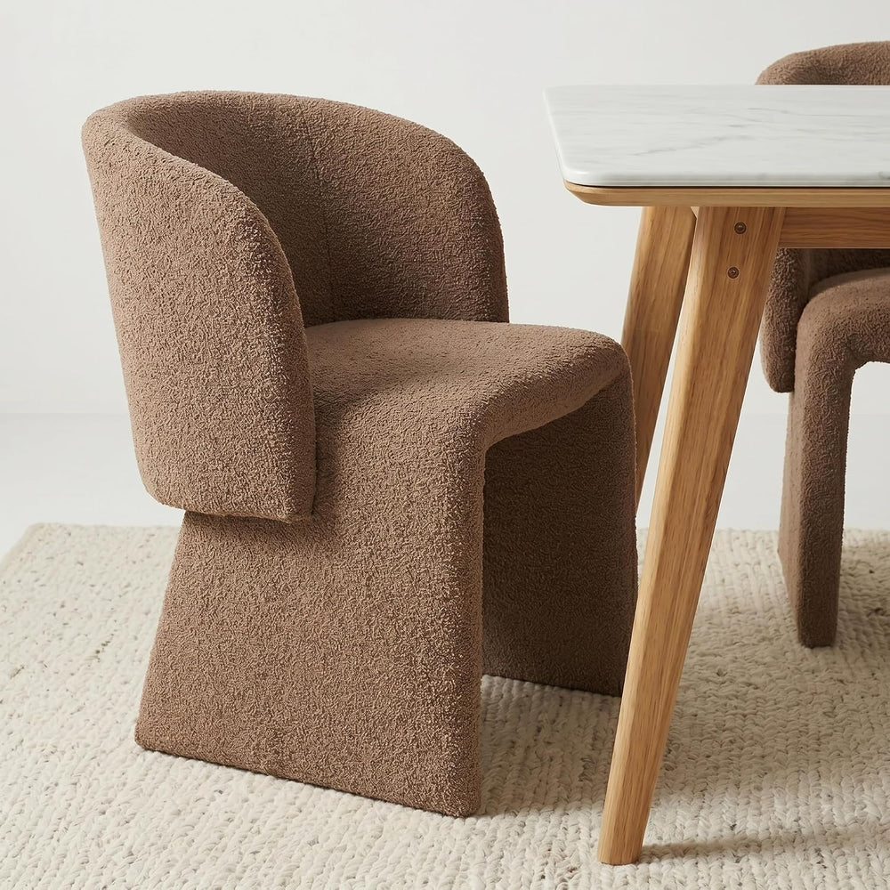 NORDICANA Barrel Dining Room Chairs with Arms, Faux Fur Accent Chairs Set of ...