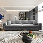 KEIKI 102.4" Sectional Couches, Modern Comfy Upholstered Sofa Cloud Couch, Deep Seat 4 Seat Sofa Set with Soft Pillows and Movable Ottoman for Living Room Bedroom,Apartment,Office, Grey