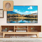 Fluted TV Stand for 55 65 Inch TV, Mid Century Modern Entertainment Center with Shelves, Cabinets & Sliding Doors, TV Media Console Table with Wood Feet & Cord Holes for Living Room, Bedroom, Natural