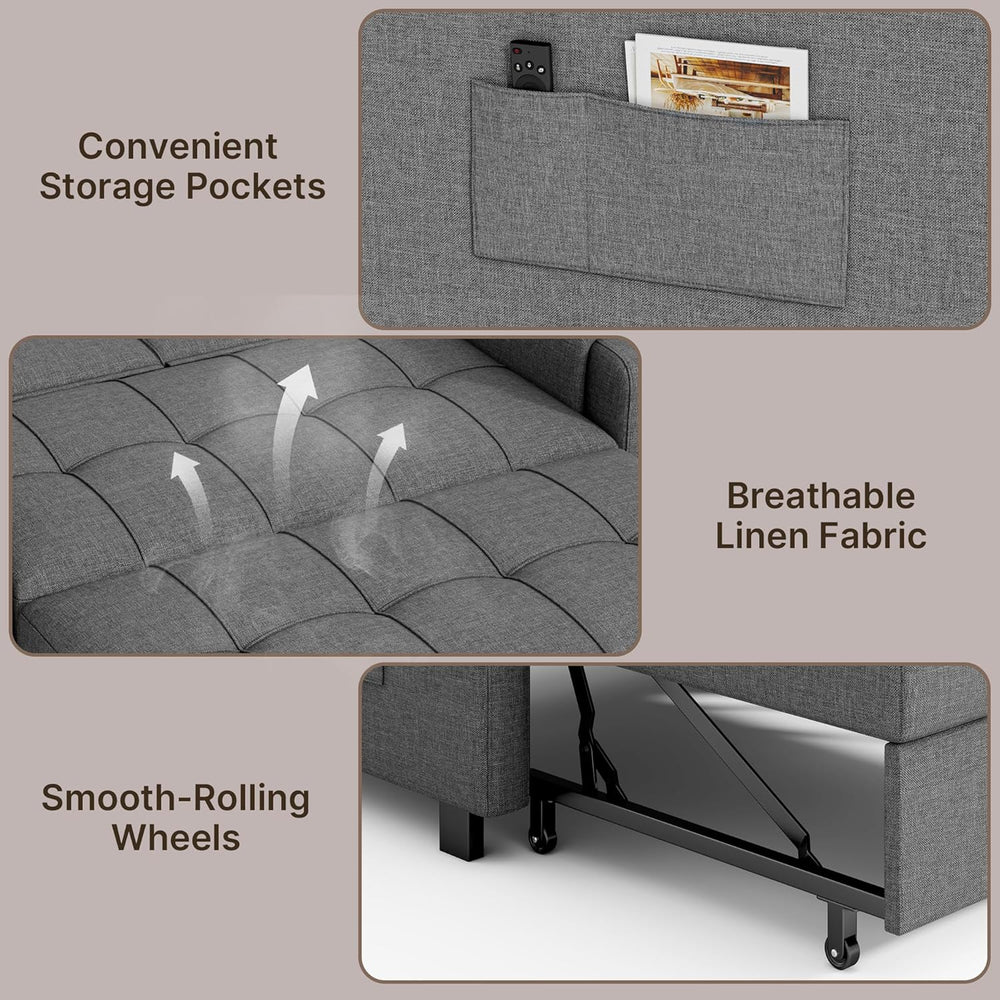 Gizoon Convertible Sofa Bed Modern Couch Bed & Small Loveseat Sleeper, Gr...
