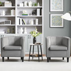 Yaheetech Accent Chair, Modern Velvet Armchairs with Big Ample Seat, Cozy Upholstered Barrel Sofa Chair for Living Room Bedroom Waiting Room, Set of 2, Gray