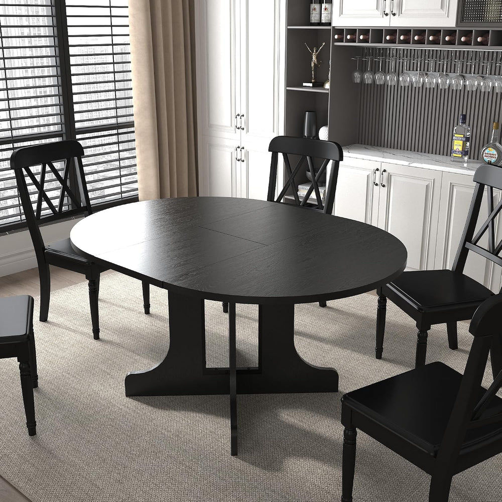 Round Expandable Dining Table,Wood Extendable Dining Room Table Extendable Ta...