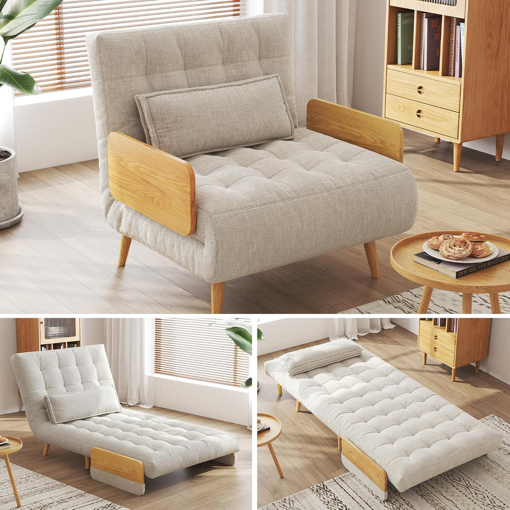 JASIWAY Convertible Sofa Chair Bed, 28" Mid-Century Sleeper for Adults