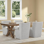 Upholstered Dining Chair with Casters Wingback Modern Side Armless Deskchair with Rollers for Diningroom Bedroom Livingroom Reading Room,Light Grey,4 Box