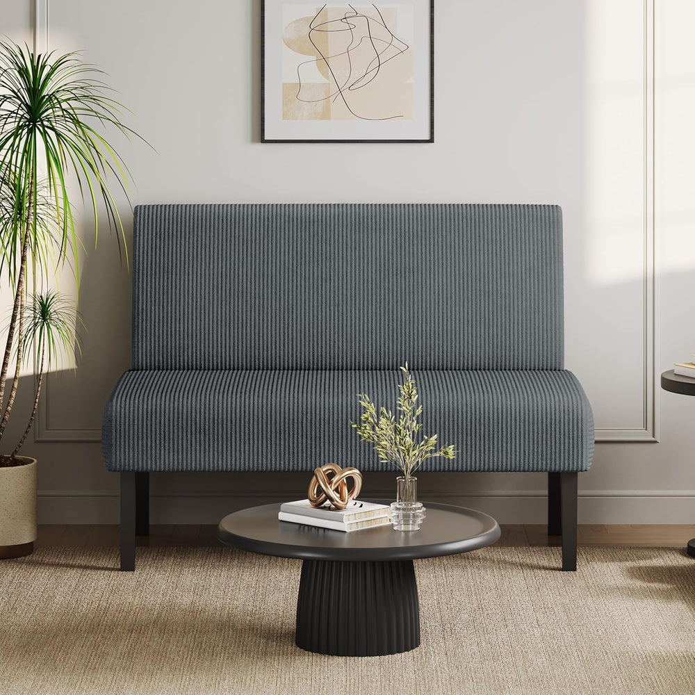 Yaheetech Small Loveseat Armless Sofa Chair with USB Ports, Dark Gray