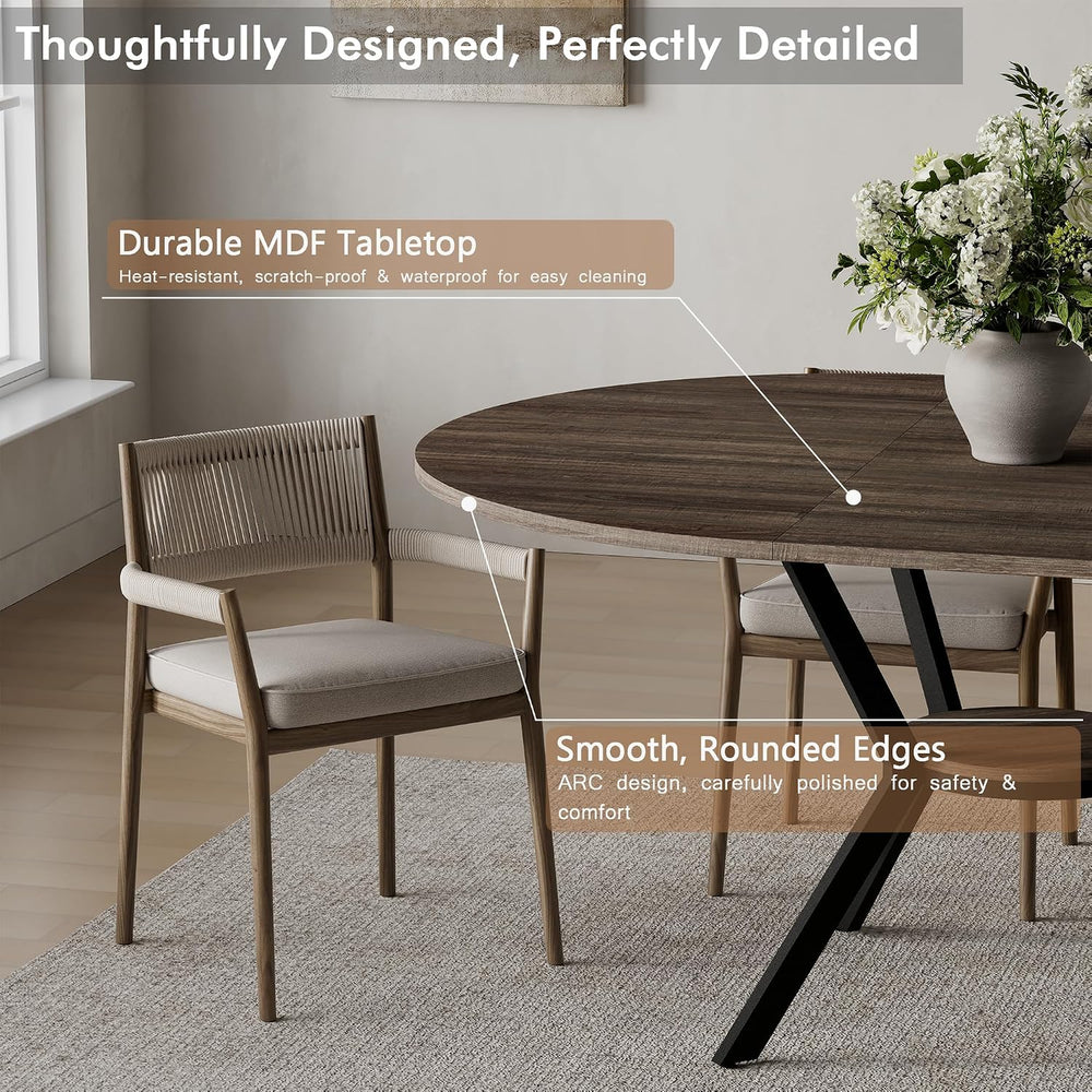 MECHYIN 42"-58" Extendable Round Dining Table for 4-6,with Storage ...