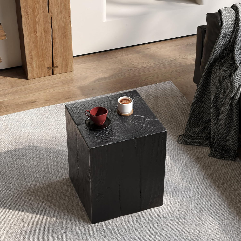 H18'' Square Side Table End Table for Living Room, Modern Farmhouse C...