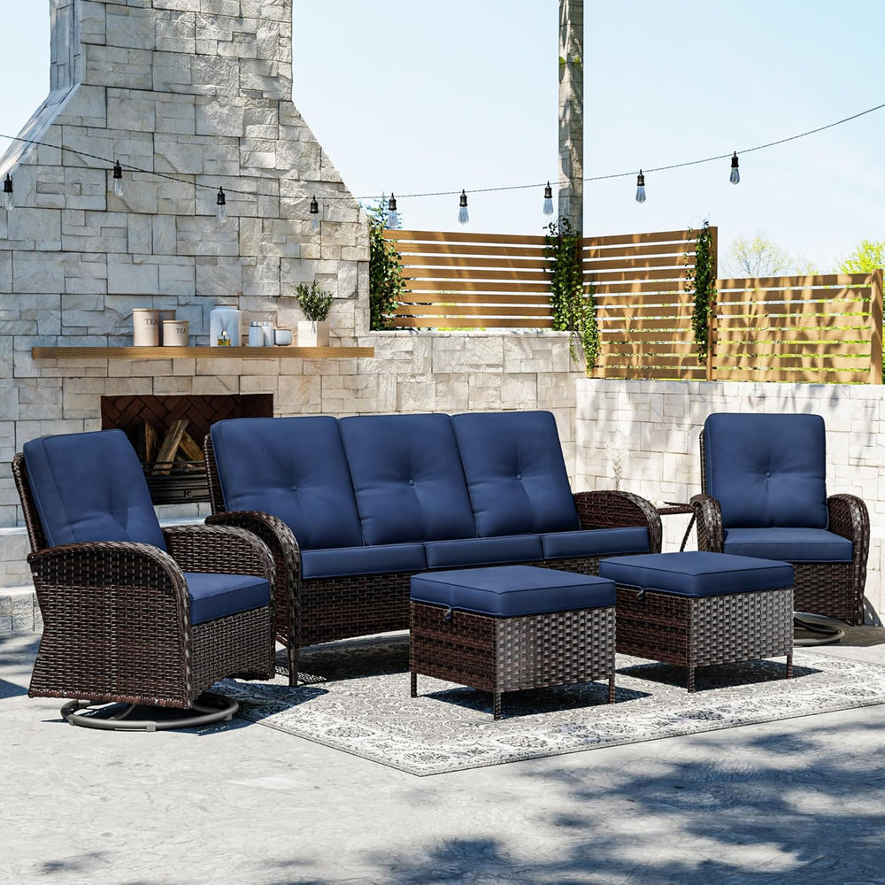 Joyside Wicker Patio Furniture Set, 6 Piece Outdoor Furniture Set with Thicke...