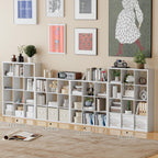 Cube Storage Organizer Bookcase, Decorative 11 inch Open Back Cubical Shelf with Thickened Border, Display Bookshelf for Living Room, Home Office, Sturdy Room (White, 9 Cube)