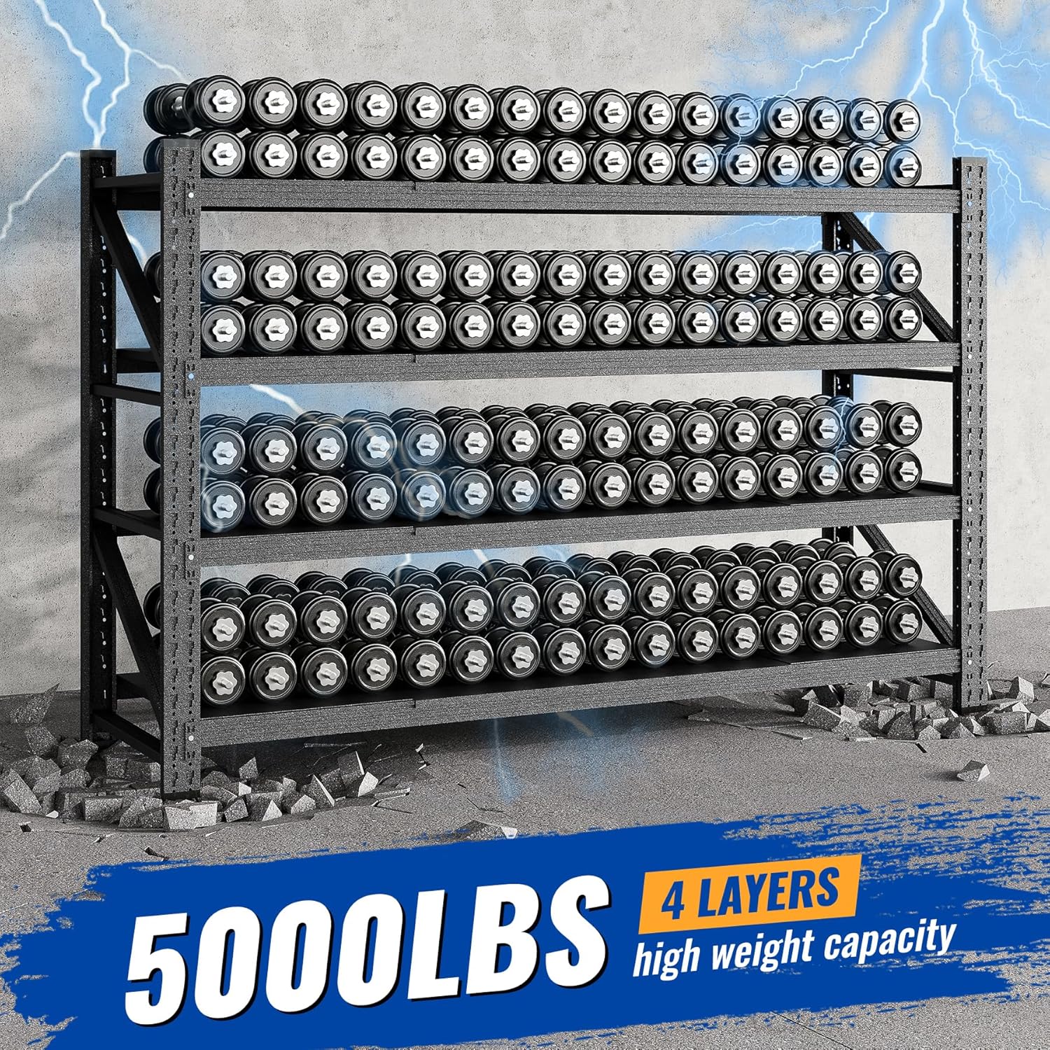 71" W Storage Shelves 5000lbs Garage Metal Shelving Heavy Duty Garage Shelves Adjustable Storage Shelves for Industrial, Factory,71" W X 24" D X 69" H