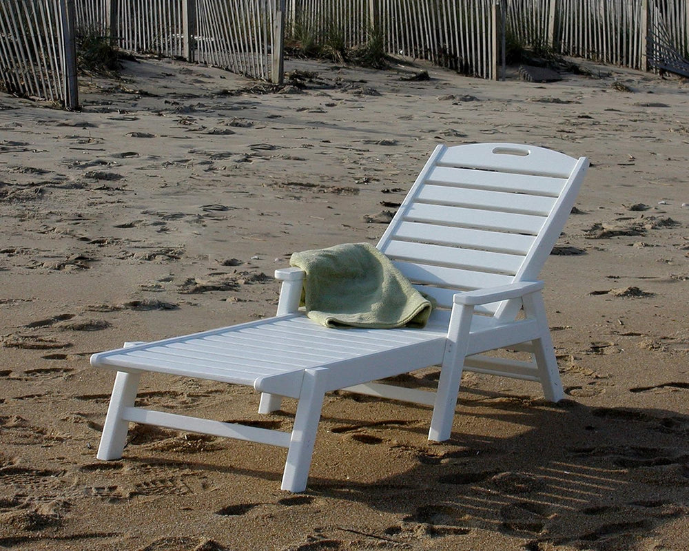 POLYWOOD NCC2280TE Nautical Arms Chaise, Teak