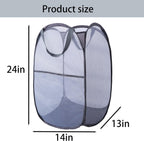 Foldable Mesh Popup Laundry Hamper,Laundry Basket Easy to Open and Fold for Dorm,Travel, College Dorms, and More (2 dark gray)