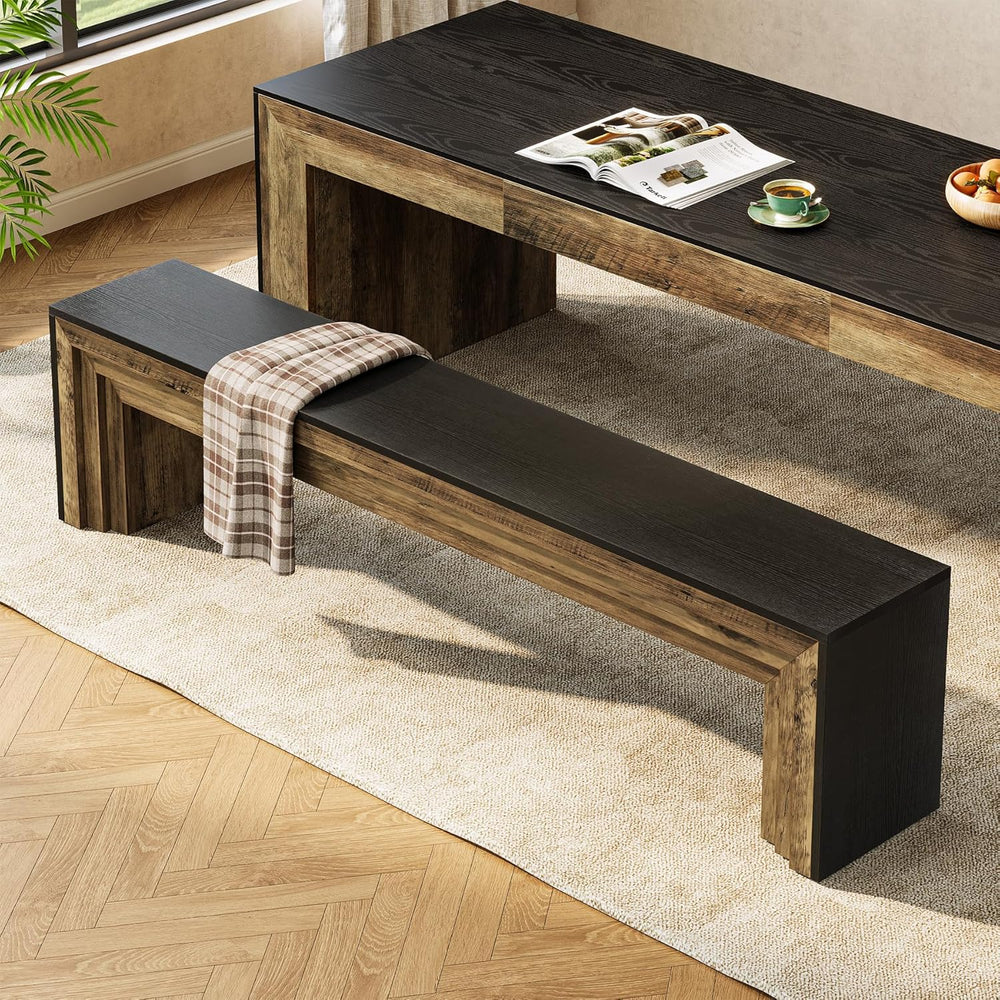Tribesigns 70.9-Inch Extra Long Dining Bench, Farmhouse Wooden Kitchen Bench ...