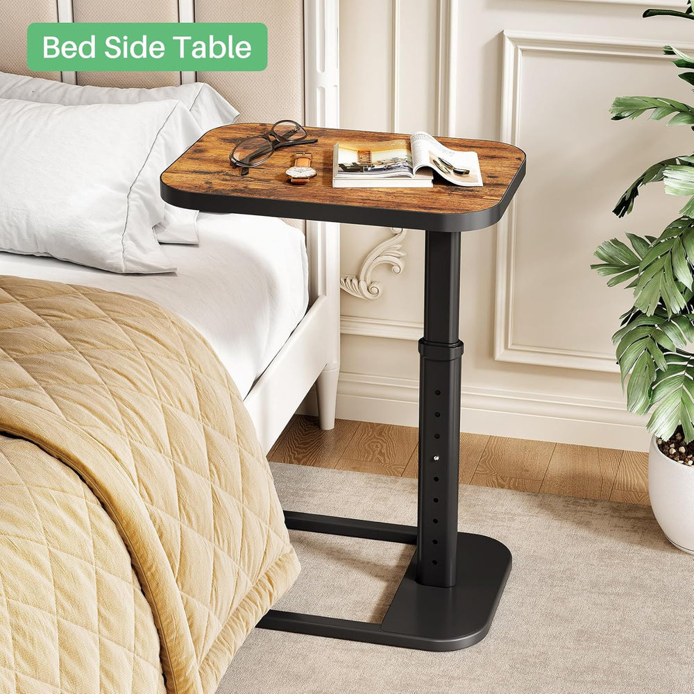 Kitstorack Adjustable Height C-Shaped End Table, 9-Level Side Table with Thic...