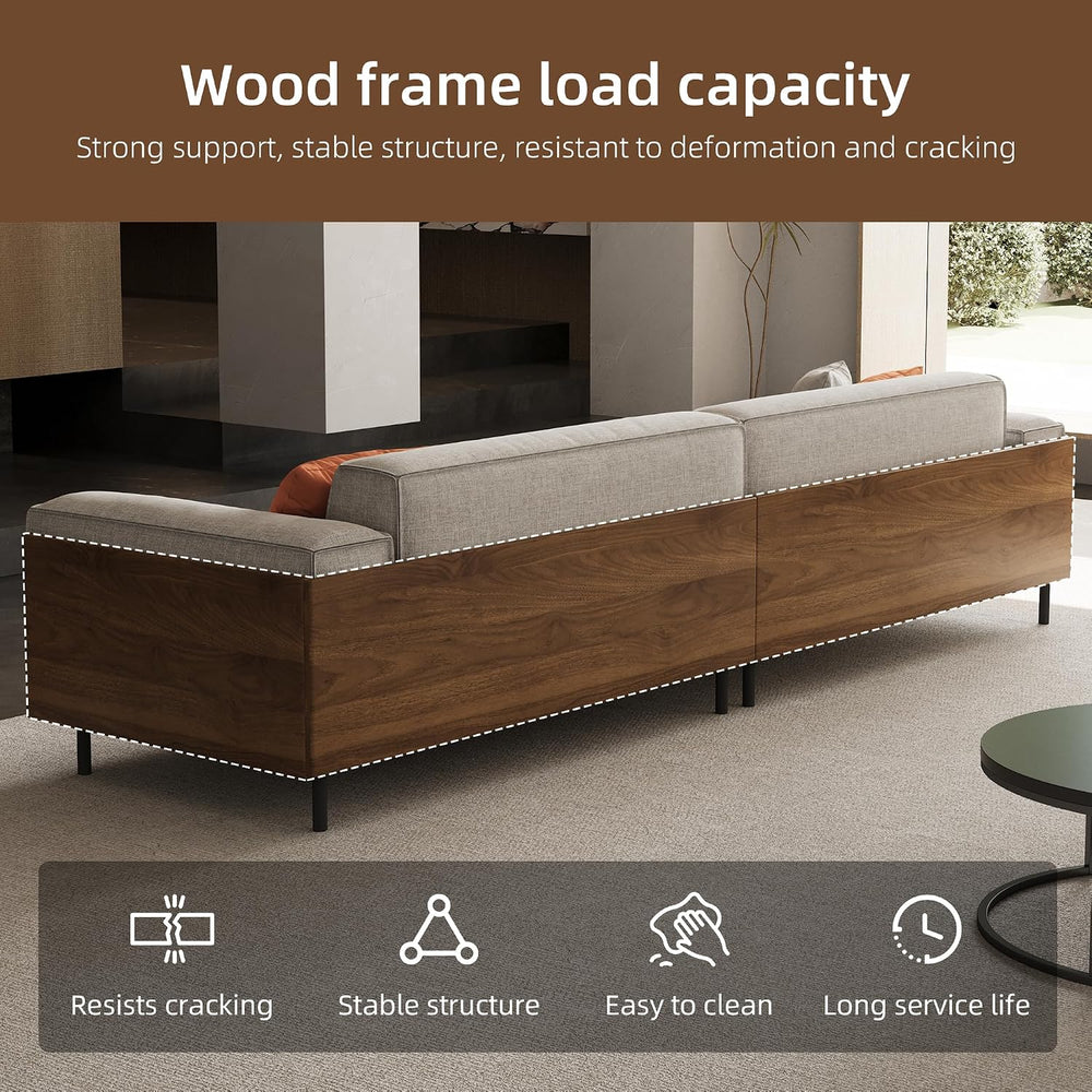 Modern 4-Seater Upholstered Fabric Sofa for Living Room, 111.8"