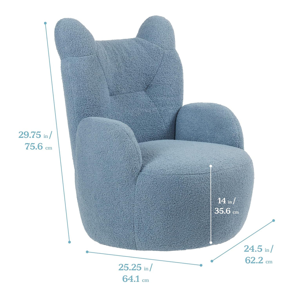 ECR4Kids Teddy Bear Sherpa Toddler Chair, 14in Seat Height, Kids Furniture, Peacock Blue