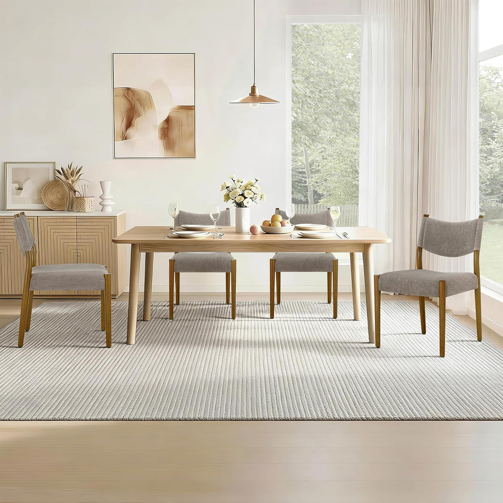 KISLOT Dining Chairs Set of 4, Ergonomic Upholstered Wood Chairs, Brown | Mid...