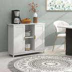 TaoHFE White Buffet Cabinet with Storage,Wooden Narrow Sideboard Entryway Cabinets,Modern White Cabinet with Doors Credenza