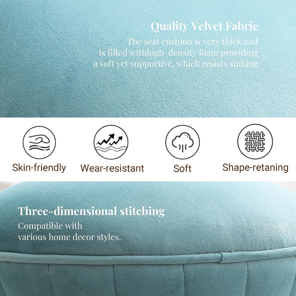 Multifunction Velvet Ottoman, Upholstered Vanity Stool Chair, Sturdy Round Fo...