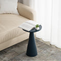 COZAYH Small Pedestal End Table Round Farmhouse Martini Table Wood Plant Stand Rustic Drink Table for Small Space Living Room, Dark Blue