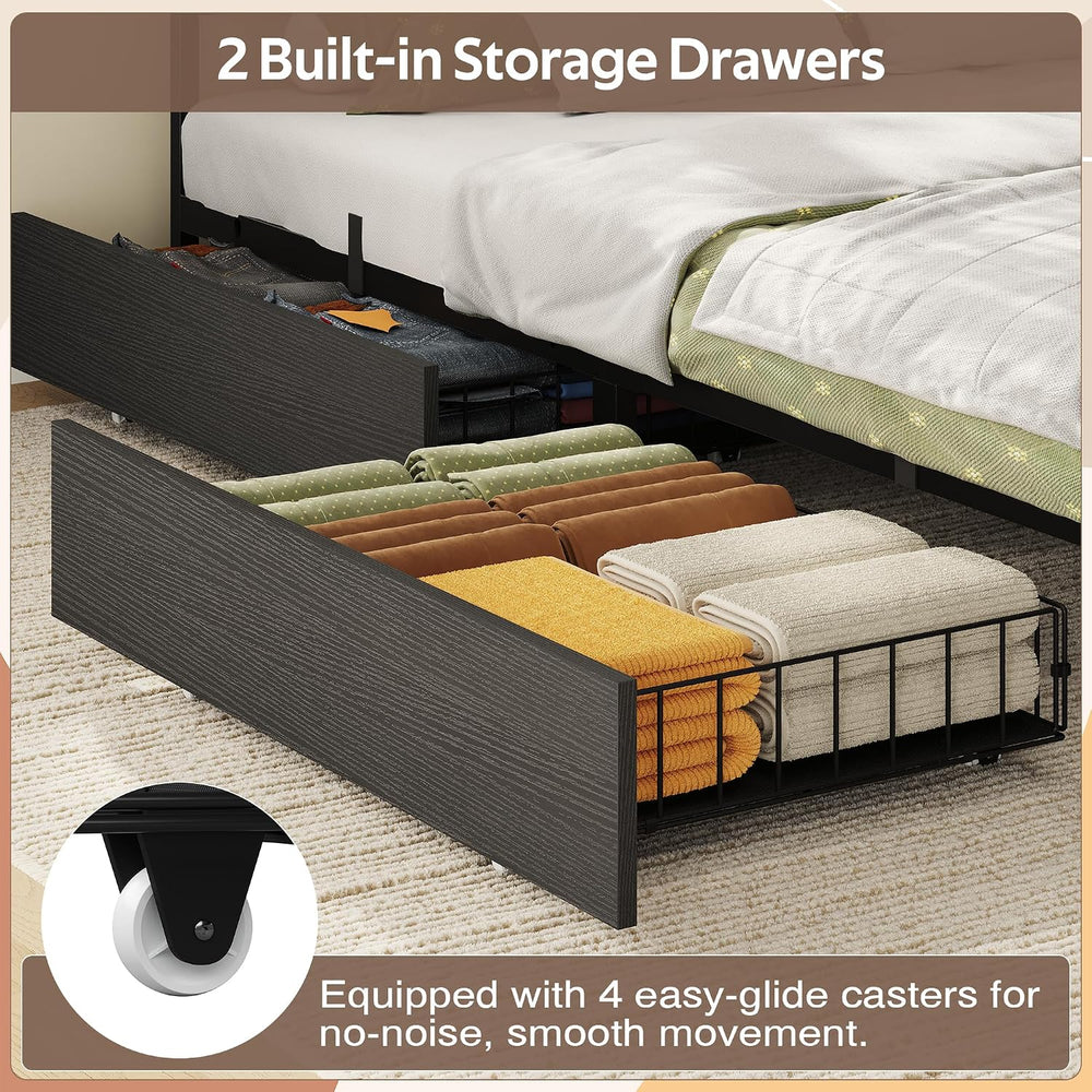 Dnxao Corner Bed Frame Full with Storage and Desk & 7 Bookcases, Black