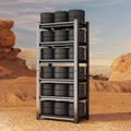 Storage Shelves, Garage Metal Shelving Unit, Adjustable, Double-Layer Column with Reinforced Ribs, Heavy-Duty, Capable of Bearing 600-3600 lbs (Black, 77 * 45 * 18, 6-Tier)
