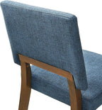 Armen Living Channell Mid Century Modern 5 Piece Walnut Wood Dining Table Set with Blue Fabric
