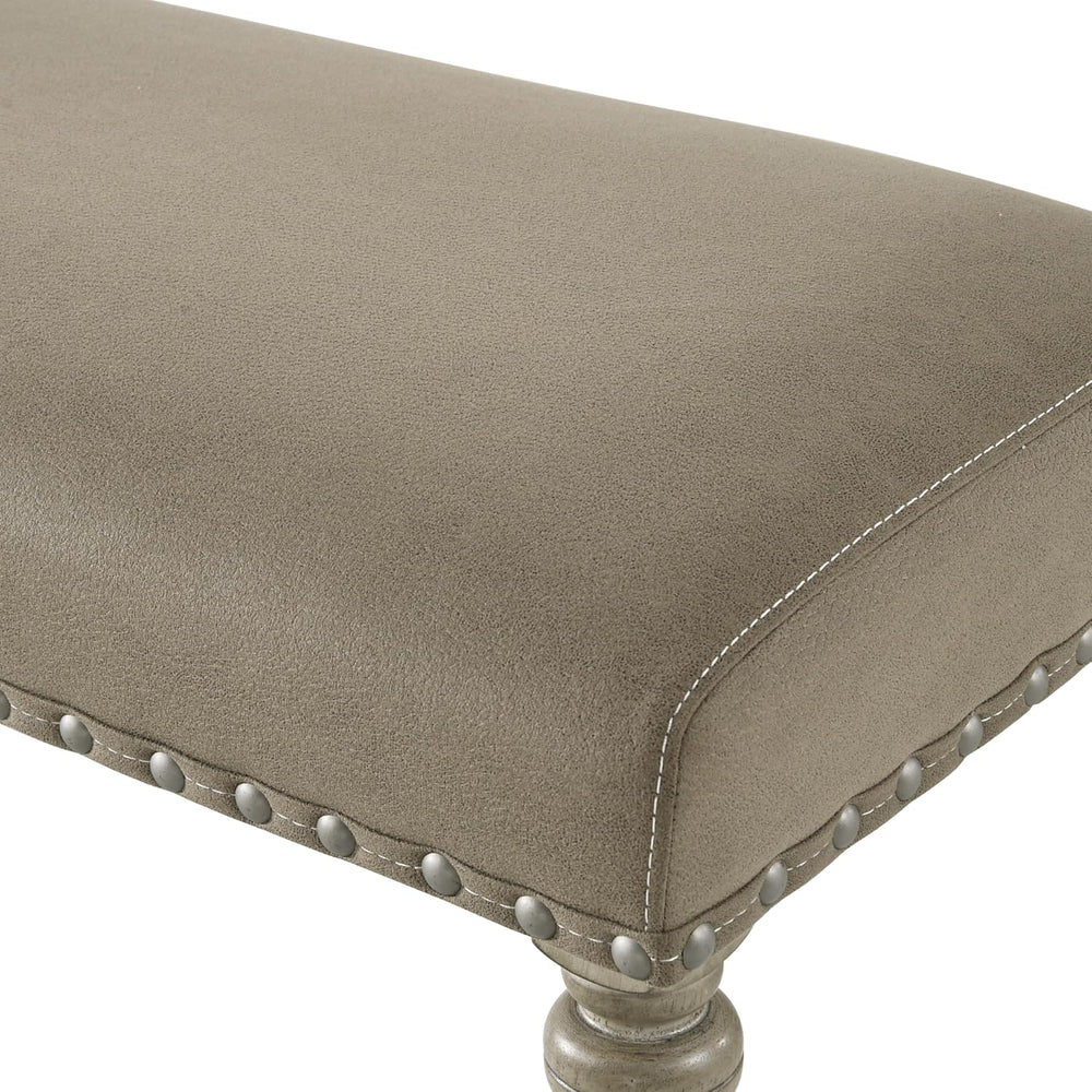 Roundhill Furniture Birmingham Microfiber Upholstered Bench with Nail Head Tr...
