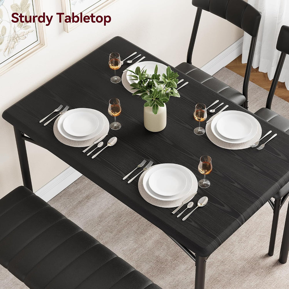 GarveeHome Dining Table Set for 4, Kitchen Table with Upholstered Chairs and ...