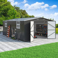 Polar Aurora 12x18 FT Outdoor Storage Shed, Garden Shed with Updated Frame Structure and Lockable Doors, Metal Tool Sheds for Backyard Garden Patio Lawn,Black