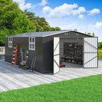 Polar Aurora 12x18 FT Outdoor Storage Shed, Garden Shed with Updated Frame Structure and Lockable Doors, Metal Tool Sheds for Backyard Garden Patio Lawn,Black